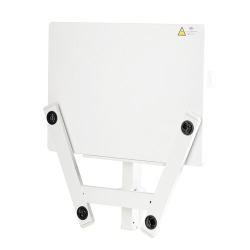 スタンディングデスク（昇降デスク・ガス圧デスク・折りたたみテーブル・完成品出荷・落下防止ストッパー・天板角度調整可能・無段階調節・フック付き・薄さ15cm・ホワイト）