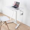 スタンディングデスク（昇降デスク・ガス圧デスク・折りたたみテーブル・完成品出荷・落下防止ストッパー・天板角度調整可能・無段階調節・フック付き・薄さ15cm・ホワイト）