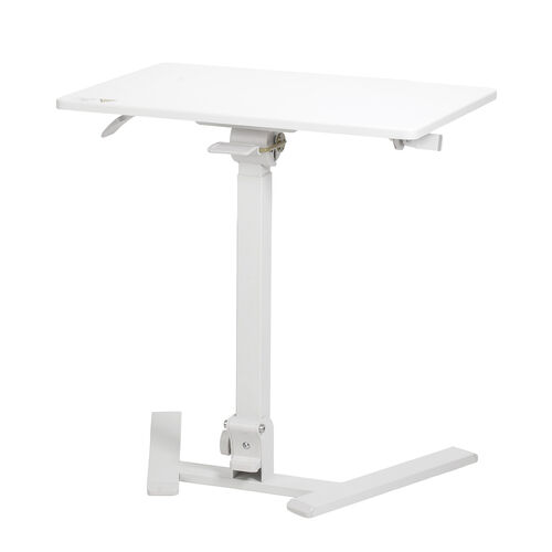 スタンディングデスク（昇降デスク・ガス圧デスク・折りたたみテーブル・完成品出荷・落下防止ストッパー・天板角度調整可能・無段階調節・フック付き・薄さ15cm・ホワイト）