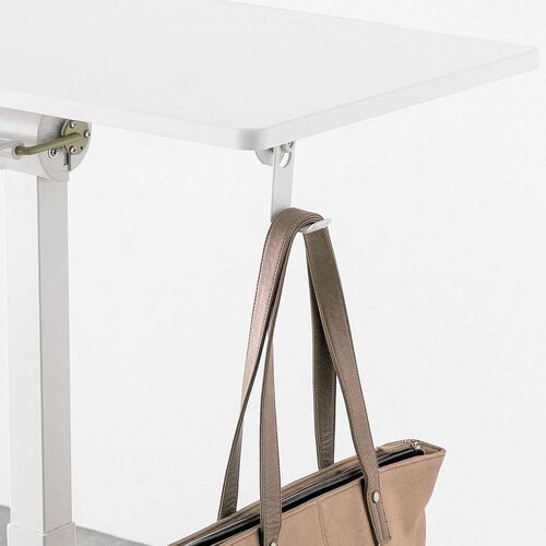 スタンディングデスク（昇降デスク・ガス圧デスク・折りたたみテーブル・完成品出荷・落下防止ストッパー・天板角度調整可能・無段階調節・フック付き・薄さ15cm・ホワイト）