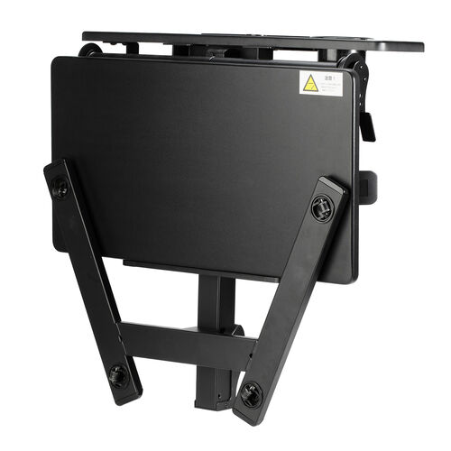 スタンディングデスク（昇降デスク・ガス圧デスク・折りたたみテーブル・完成品出荷・落下防止ストッパー・天板角度調整可能・無段階調節・カップホルダー・フック付き・薄さ23cm・ブラック）