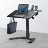 スタンディングデスク（昇降デスク・ガス圧デスク・折りたたみテーブル・完成品出荷・落下防止ストッパー・天板角度調整可能・無段階調節・カップホルダー・フック付き・薄さ23cm・ブラック）