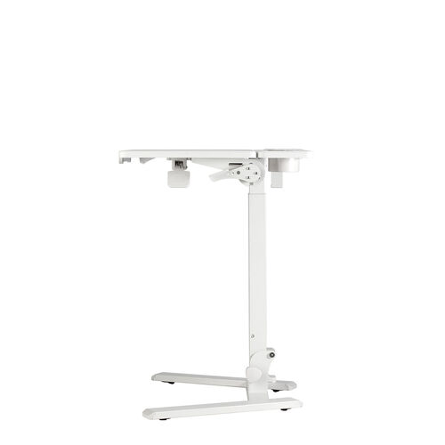 スタンディングデスク（昇降デスク・ガス圧デスク・折りたたみテーブル・完成品出荷・落下防止ストッパー・天板角度調整可能・無段階調節・カップホルダー・フック付き・薄さ23cm・ホワイト）