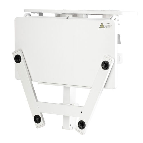 スタンディングデスク（昇降デスク・ガス圧デスク・折りたたみテーブル・完成品出荷・落下防止ストッパー・天板角度調整可能・無段階調節・カップホルダー・フック付き・薄さ23cm・ホワイト）