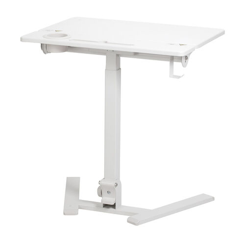 スタンディングデスク（昇降デスク・ガス圧デスク・折りたたみテーブル・完成品出荷・落下防止ストッパー・天板角度調整可能・無段階調節・カップホルダー・フック付き・薄さ23cm・ホワイト）