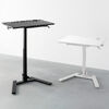 スタンディングデスク（昇降デスク・ガス圧デスク・折りたたみテーブル・完成品出荷・落下防止ストッパー・天板角度調整可能・無段階調節・カップホルダー・フック付き・薄さ23cm・ホワイト）