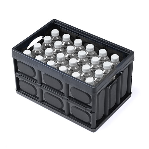 折りたたみ コンテナ（フタ付き・35L・木製蓋付き・テーブル・アウトドア・軽量・ブラック）