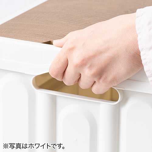 折りたたみ コンテナ（フタ付き・55L・木製蓋付き・テーブル・アウトドア・軽量・ブラック）