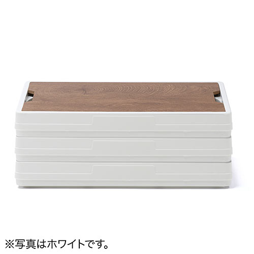 折りたたみ コンテナ（フタ付き・55L・木製蓋付き・テーブル・アウトドア・軽量・ブラック）