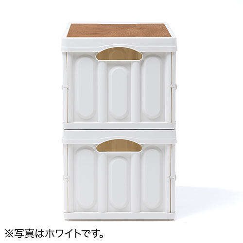 折りたたみ コンテナ（フタ付き・55L・木製蓋付き・テーブル・アウトドア・軽量・ブラック）