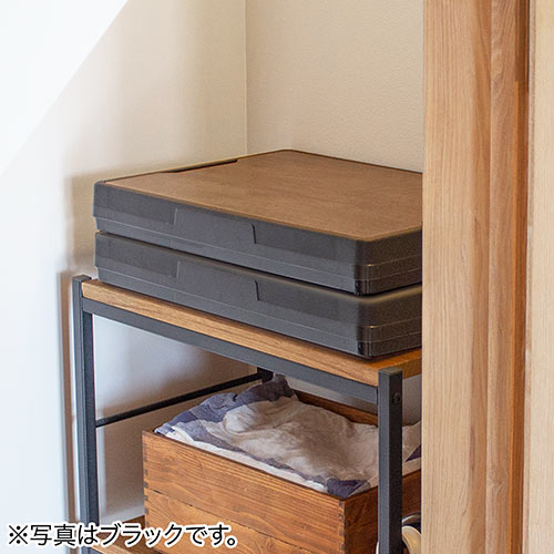 折りたたみ コンテナ（フタ付き・55L・木製蓋付き・テーブル・アウトドア・軽量・ホワイト）