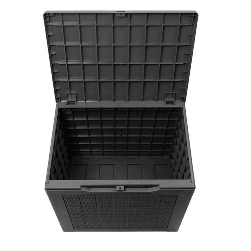 屋外用収納コンテナ（113L・大容量・収納ボックス・置き配・灯油タンク保管・鍵取り付け対応・工具不要組み立て・耐光・物置・倉庫・ベランダ収納・ブラック）