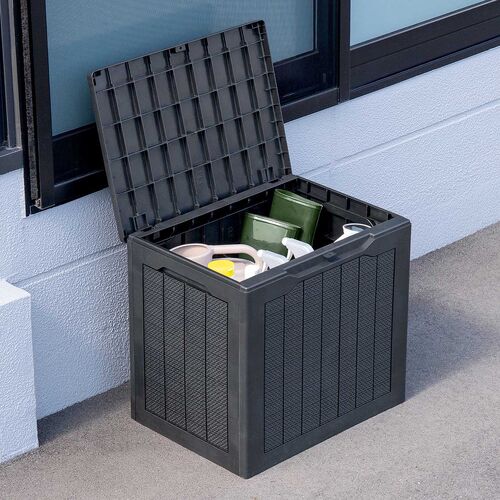 屋外用収納コンテナ（113L・大容量・収納ボックス・置き配・灯油タンク保管・鍵取り付け対応・工具不要組み立て・耐光・物置・倉庫・ベランダ収納・ブラック）