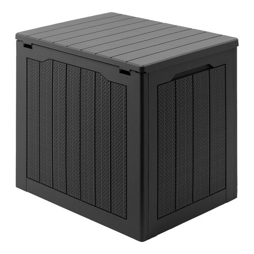 屋外用収納コンテナ（113L・大容量・収納ボックス・置き配・灯油タンク保管・鍵取り付け対応・工具不要組み立て・耐光・物置・倉庫・ベランダ収納・ブラック）
