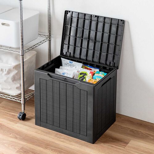 屋外用収納コンテナ（113L・大容量・収納ボックス・置き配・灯油タンク保管・鍵取り付け対応・工具不要組み立て・耐光・物置・倉庫・ベランダ収納・ブラック）