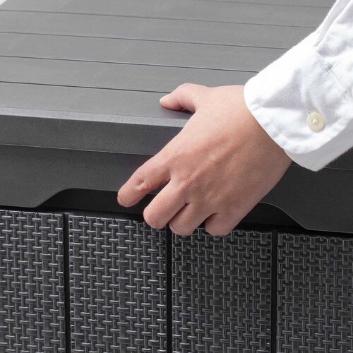 屋外用収納コンテナ（113L・大容量・収納ボックス・置き配・灯油タンク保管・鍵取り付け対応・工具不要組み立て・耐光・物置・倉庫・ベランダ収納・ブラック）