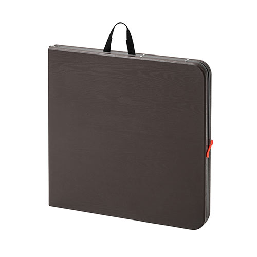 折りたたみテーブル（省スペース・W1220mm・D600mm・樹脂天板・高さ変更・簡単組立・持ち運び・取っ手付き・ブラウン）