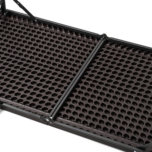 折りたたみテーブル（省スペース・W1220mm・D600mm・樹脂天板・高さ変更・簡単組立・持ち運び・取っ手付き・ブラウン）