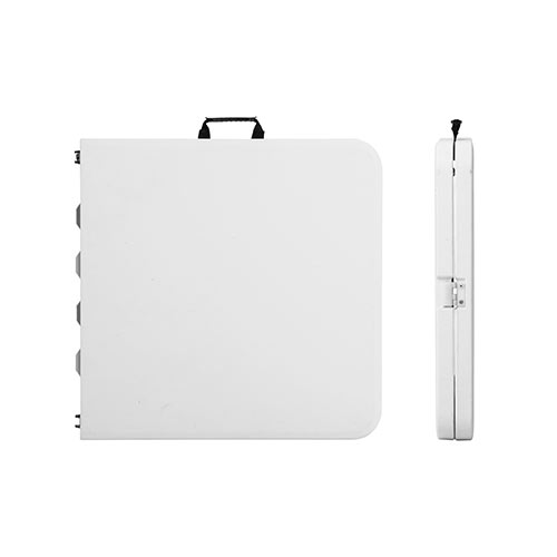 折りたたみテーブル（省スペース・W1220mm・D610mm・樹脂天板・高さ変更・簡単組立・持ち運び・取っ手付き・ホワイト）