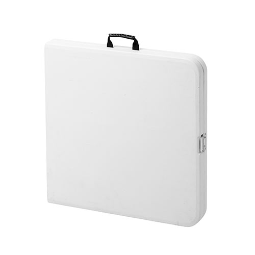 折りたたみテーブル（省スペース・W1220mm・D610mm・樹脂天板・高さ変更・簡単組立・持ち運び・取っ手付き・ホワイト）