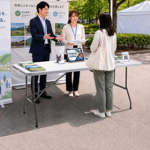 折りたたみテーブル（ プラスチックテーブル・会議テーブル・長机・樹脂天板・屋外・軽量・折りたたみ式・簡単組立・省スペース・幅183.5cm・ホワイト）