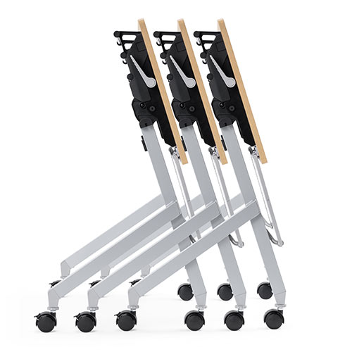 折りたたみテーブル 学習塾机 テレワーク向け 幅75cm 奥行45cm キャスター付き 中棚付き 木目調