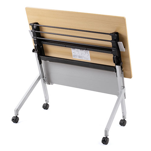 折りたたみテーブル 学習塾机 テレワーク向け 幅100cm 奥行60cm キャスター付き 中棚付き 木目調