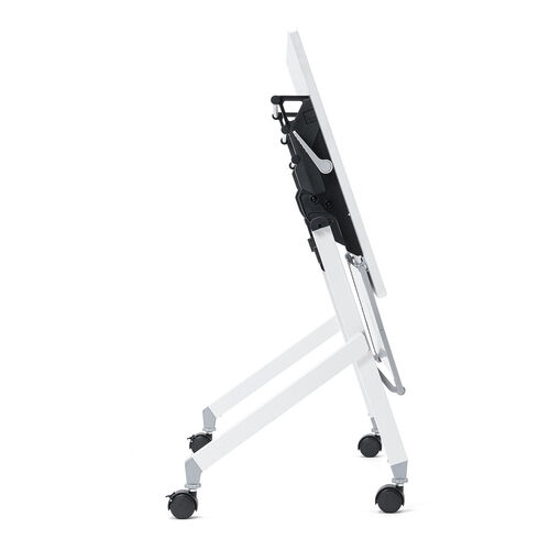 折りたたみテーブル（学習塾机・テレワーク向け・天板幅100cm・天板奥行60cm・キャスター付き・中棚付き・幕板付き・木目調・選挙グッズ・ホワイト）