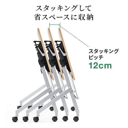 折りたたみテーブル 学習塾机 テレワーク向け 幅120cm 奥行60cm キャスター付き 中棚付き 木目調