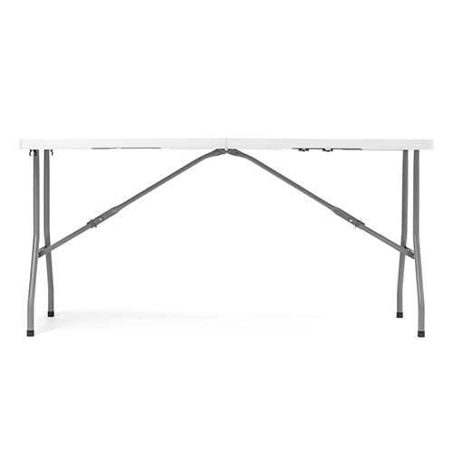 折りたたみテーブル（省スペース・W1520mm・D710mm・樹脂天板・作業台・簡単組立・持ち運び・取っ手付き 軽量・ホワイト）