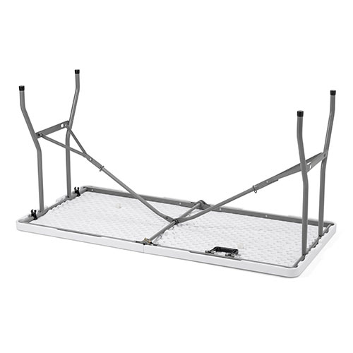 折りたたみテーブル（省スペース・W1520mm・D710mm・樹脂天板・作業台・簡単組立・持ち運び・取っ手付き 軽量・ホワイト）