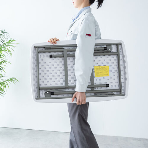 折りたたみテーブル（折りたたみデスク・ミーティングテーブル・樹脂天板・屋外・軽量・幅76.5cm・奥行50cm・高さ57cm・ホワイト）