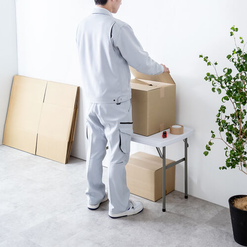 折りたたみテーブル（折りたたみデスク・ミーティングテーブル・樹脂天板・屋外・軽量・幅76.5cm・奥行50cm・高さ57cm・ホワイト）