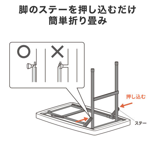 折りたたみテーブル（折りたたみデスク・ミーティングテーブル・樹脂天板・屋外・軽量・幅76.5cm・奥行50cm・高さ57cm・ホワイト）