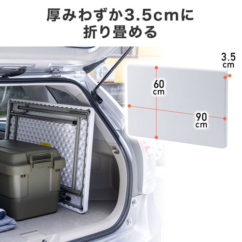 折りたたみテーブル（折りたたみデスク・ミーティングテーブル・樹脂天板・屋外・軽量・幅90cm・奥行60cm・高さ74cm・ホワイト）