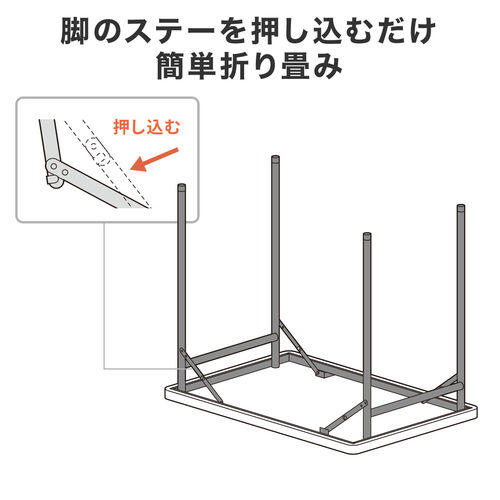折りたたみテーブル（折りたたみデスク・ミーティングテーブル・樹脂天板・屋外・軽量・幅90cm・奥行60cm・高さ74cm・ホワイト）