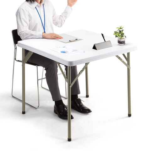 折りたたみテーブル（折りたたみデスク・ミーティングテーブル・樹脂天板・屋外・軽量・幅86cm×奥行86cm×高さ74cm）