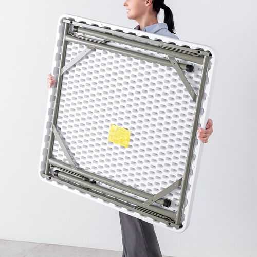 折りたたみテーブル（折りたたみデスク・ミーティングテーブル・樹脂天板・屋外・軽量・幅86cm×奥行86cm×高さ74cm）