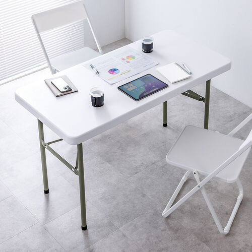 折りたたみテーブル（折りたたみデスク・ミーティングテーブル・樹脂天板・屋外・軽量・幅122cm×奥行61cm×高さ74cm）