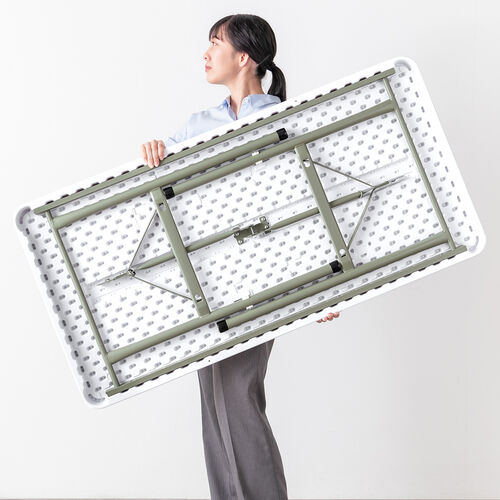 折りたたみテーブル（折りたたみデスク・ミーティングテーブル・樹脂天板・屋外・軽量・幅122cm×奥行61cm×高さ74cm）