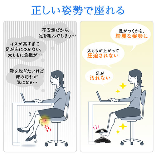 フットレスト（足置き・竹踏み風・角度調節可能・エルゴノミクス・耐荷重80kg）