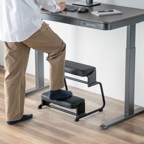 3WAYフットレスト（極厚クッション・無段階・角度調整・3段階高さ調整・オットマン・デスク用・足置き台・ブラック）