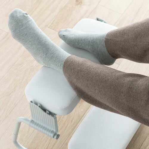 【アウトレット】3WAYフットレスト（極厚クッション・無段階・角度調整・3段階高さ調整・オットマン・デスク用・足置き台・ホワイト）