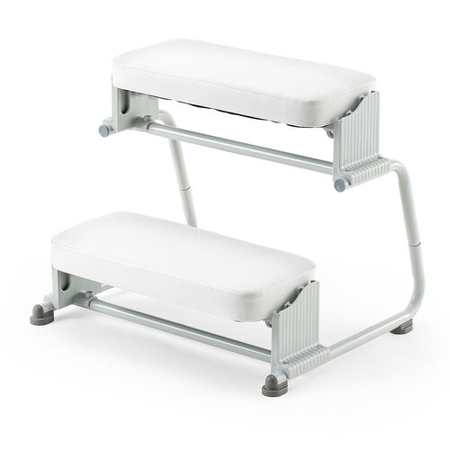 【アウトレット】3WAYフットレスト（極厚クッション・無段階・角度調整・3段階高さ調整・オットマン・デスク用・足置き台・ホワイト）