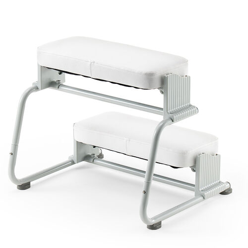 【アウトレット】3WAYフットレスト（極厚クッション・無段階・角度調整・3段階高さ調整・オットマン・デスク用・足置き台・ホワイト）