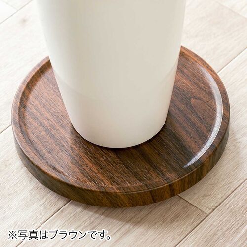 キャスター付台車（丸型・直径22.5cm・木目調・空気清浄機台・耐荷重20kg・コンパクト・ライトブラウン）