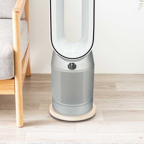 キャスター付台車（丸型・直径22.5cm・木目調・空気清浄機台・耐荷重20kg・コンパクト・ライトブラウン）