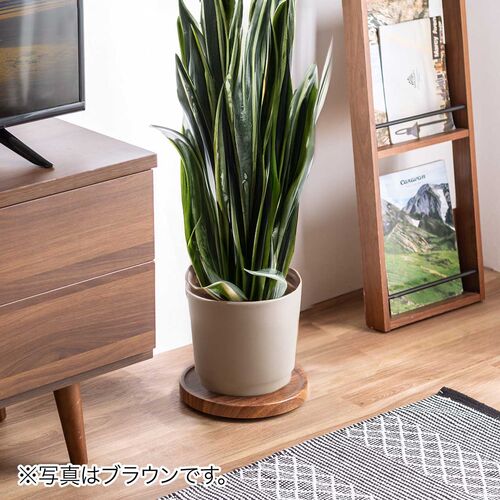 キャスター付台車（丸型・直径22.5cm・木目調・空気清浄機台・耐荷重20kg・コンパクト・ライトブラウン）