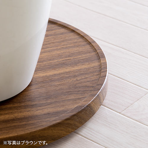 キャスター付台車（空気清浄機台・観葉植物・木目・丸形・台車・置き台・耐荷重20kg・直径35cm・コンパクト・ライトブラウン）