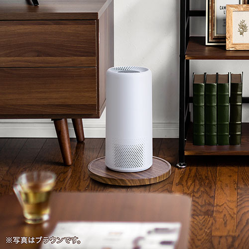 キャスター付台車（空気清浄機台・観葉植物・木目・丸形・台車・置き台・耐荷重20kg・直径35cm・コンパクト・ライトブラウン）